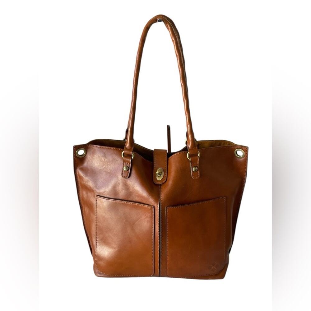 PATRICIA NASH MARSEILLE GROMMET LEATHER TOTE SHOULDER BAG TAN